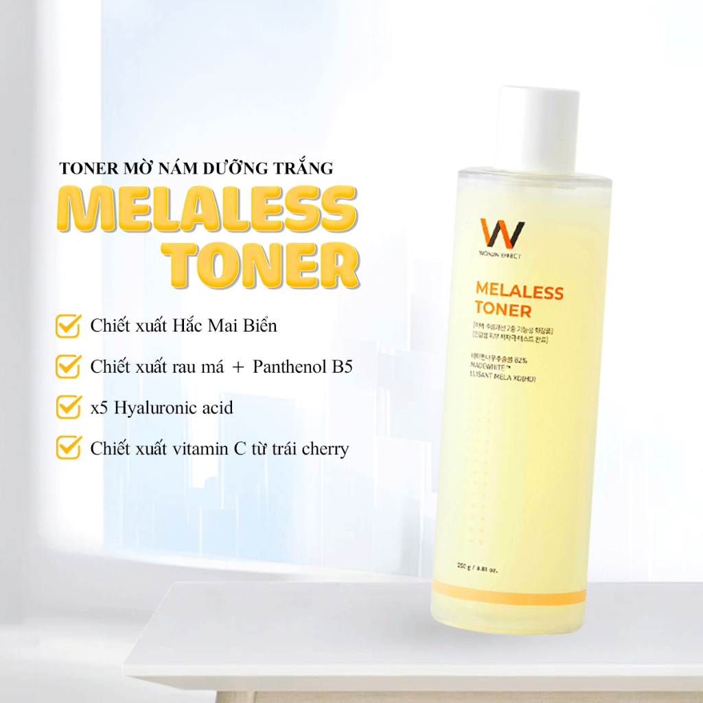 Nước cân bằng da Wonjin Effect Melaless Toner mờ vết thâm , dưỡng trắng và làm dịu da hiệu quả 250ml
