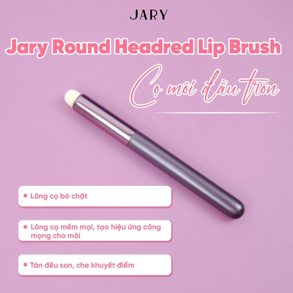 Cọ tán môi đầu tròn lùn Jary Round Headred Lib Brush cọ trang điểm đa năng tán son không lem - có túi