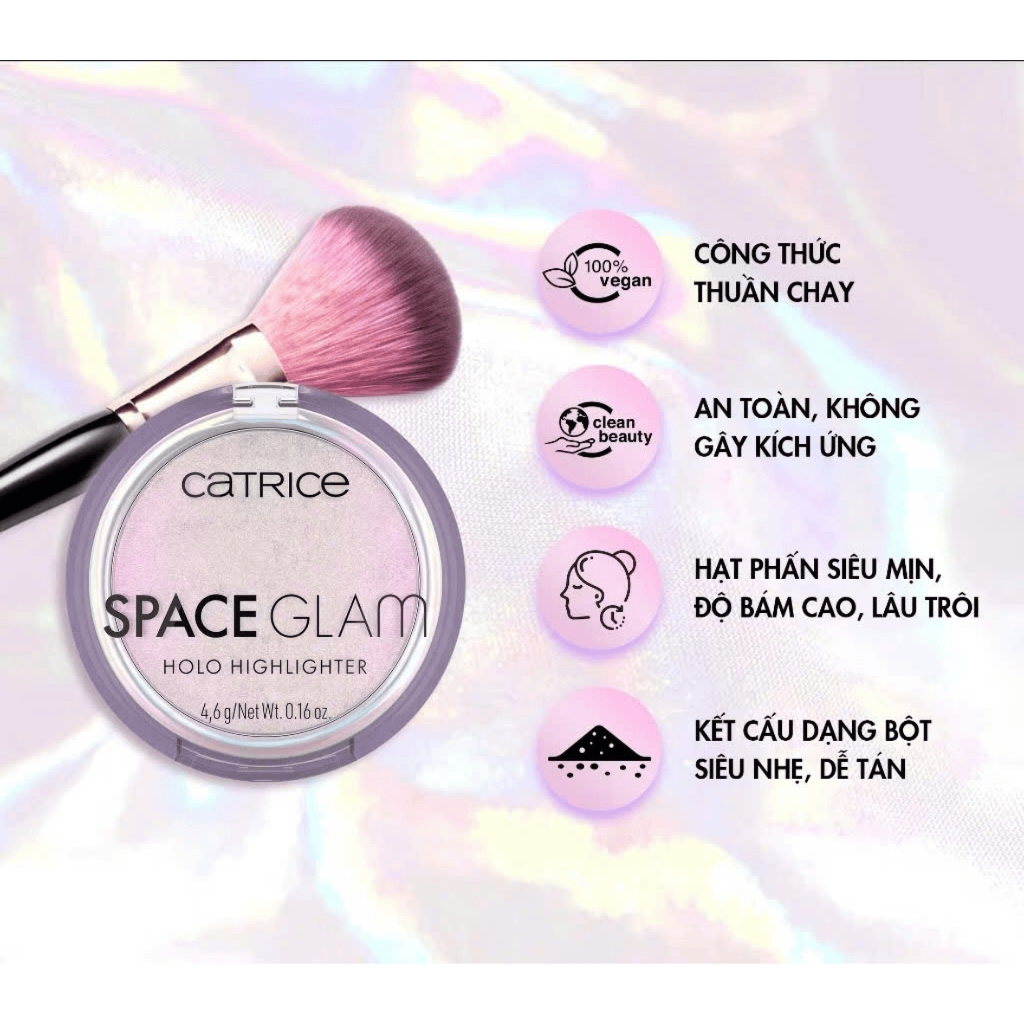 Phấn bắt sáng highlight Catrice Space Glam Holo Highlighter 4.6g - nhũ bắt sáng lấp lánh chính hãng