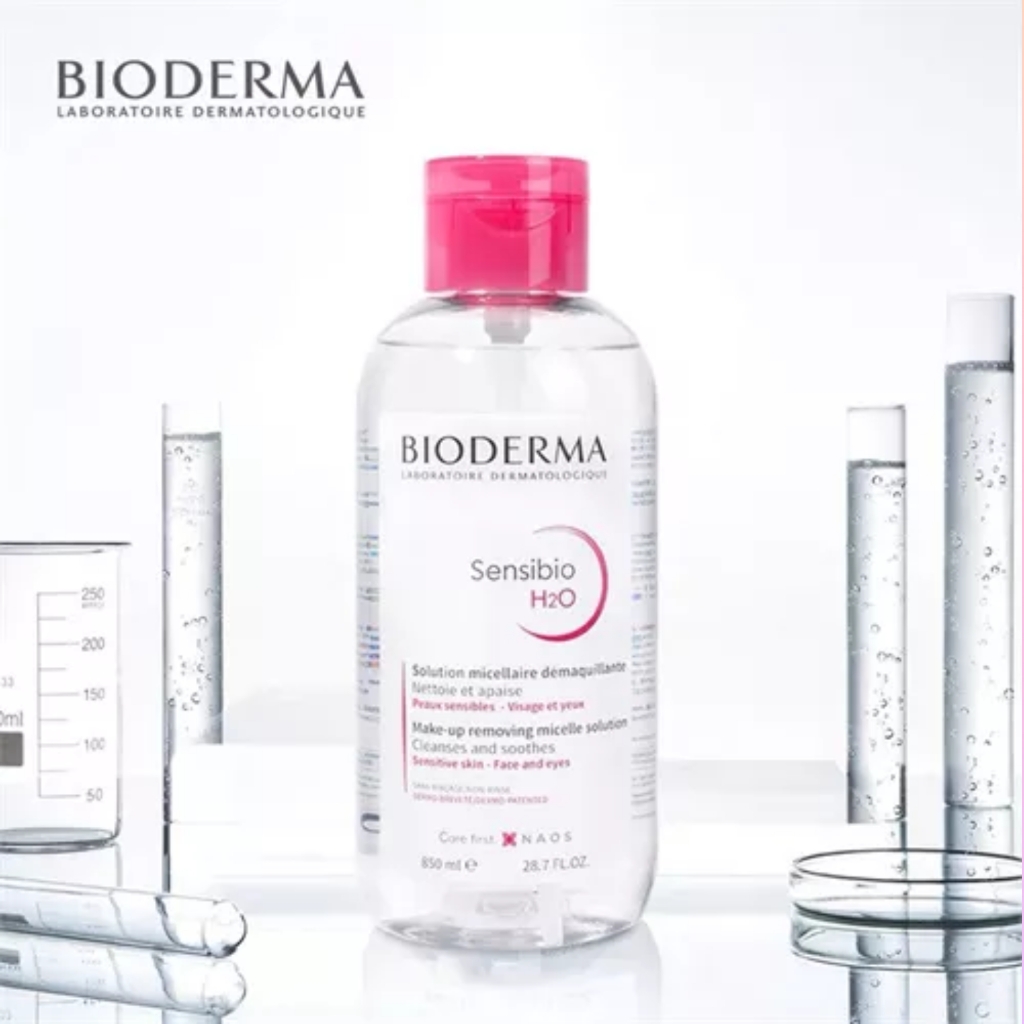 Nước tẩy trang cho da nhạy cảm Bioderma Sensibio Hồng sạch sâu lành tính chính hãng nắp nhún 850ml