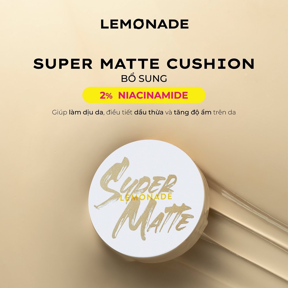 Phấn nước siêu lỳ kiềm dầu Lemonade Supermatte Cushion giúp lớp nền bám và bền chặt - 15g chính hãng