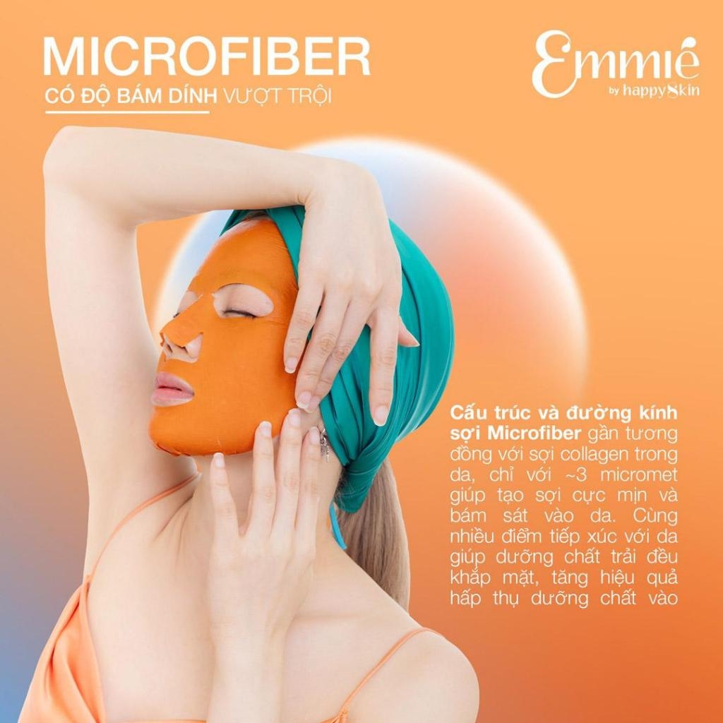Mặt nạ Emmie by Happy Skin Microfiber 28g - lẻ miếng mặt nạ dừa emmié mask giấy dịu da chính hãng