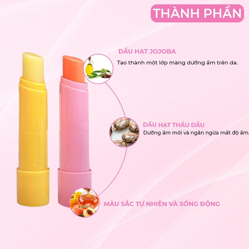 Son dưỡng môi Pretty Skin Choc Choc Natural Lip Balm - son dưỡng môi Hàn Quốc đào - mật ong 4.5g