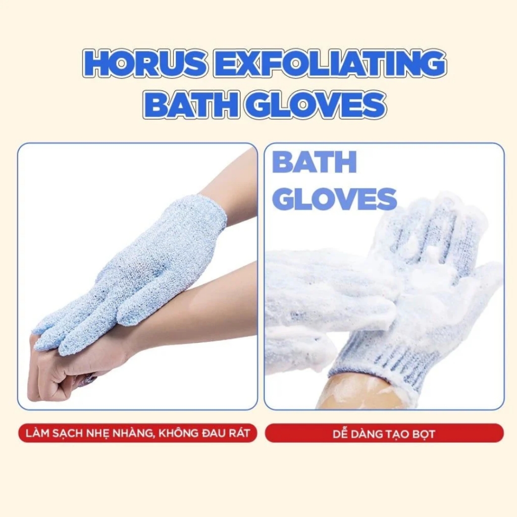 Găng tay tắm Horus Exfoliating Bath Gloves - bao tay tắm tẩy tế bào chết body cao cấp chính hãng
