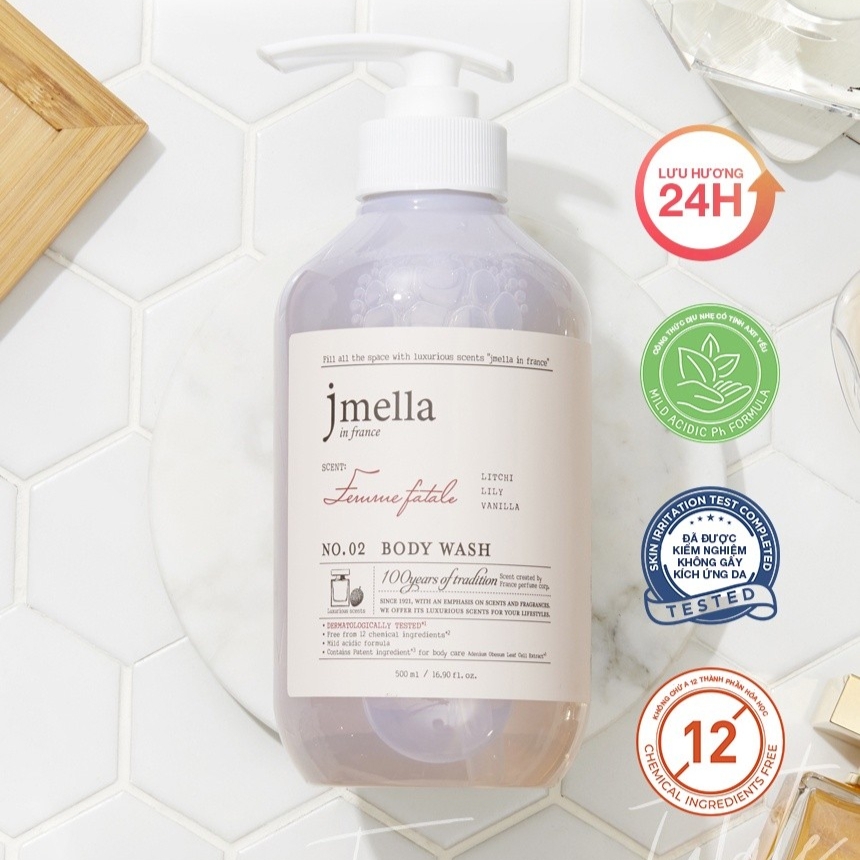 Sữa tắm hương nước hoa Jmella in France - Blooming Peony - Femme Fatale - Queen 5 - 500ml - 1000ml