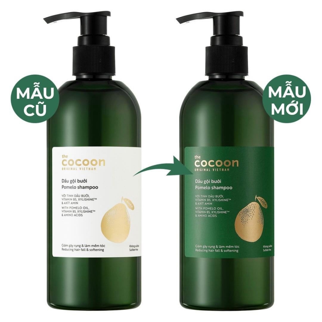 Set dầu gội xả bưởi Cocoon giảm rụng & kích thích mọc tóc 310ml- 500ml - không chứa sulfate nhãn mới