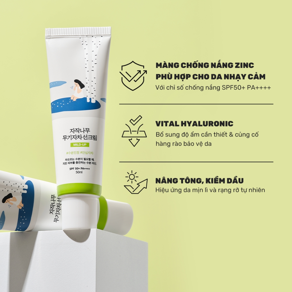 Kem chống nắng kiềm dầu dưỡng ẩm RoundLab Birch Juice Mild-Up Sunscreenn - Round Lab Sun cream 50ml
