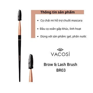 Cọ mi cuốn xoắn Vacosi Brow & Lash Brush BR03 không bị vón cục , cho đôi mi cong tơi tự nhiên
