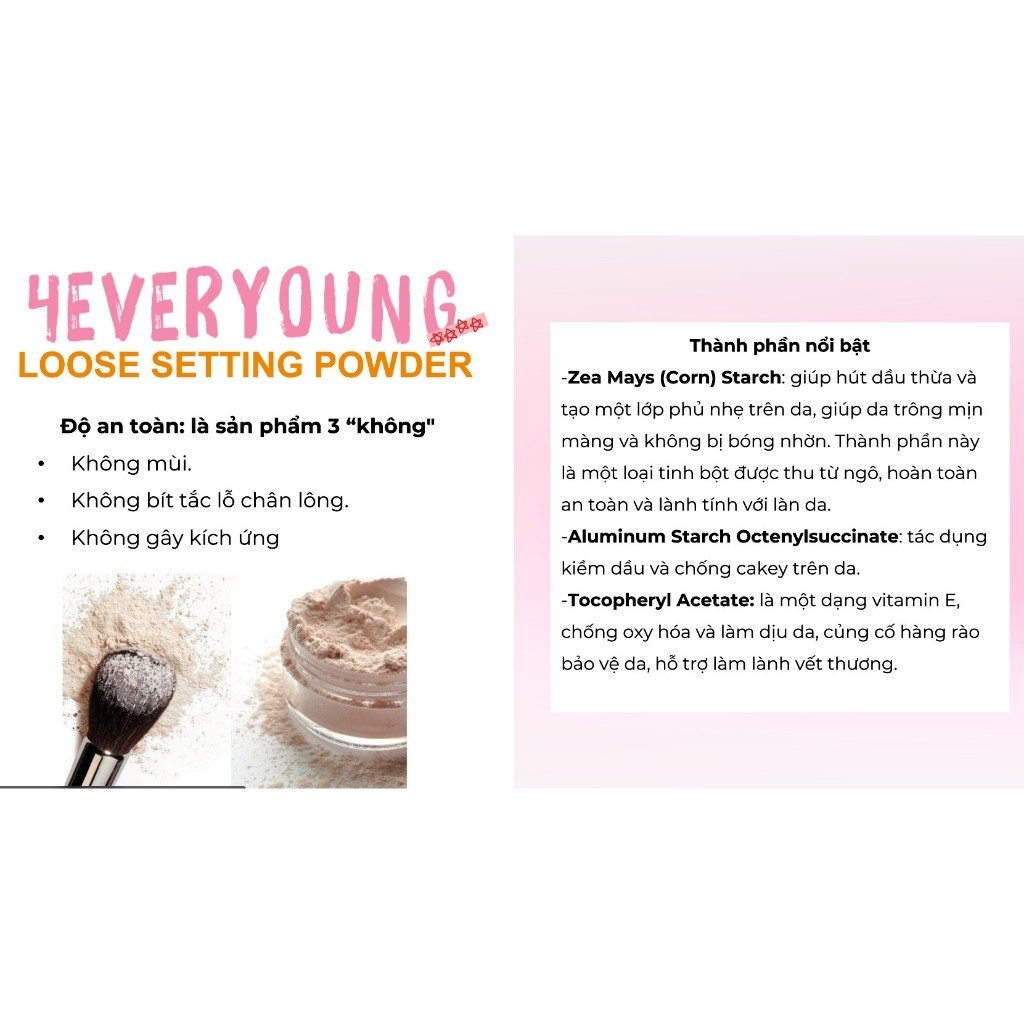 Phấn phủ bột Horus 4Everyoung Loose Setting Powder siêu mịn giữ lớp makeup bền màu , lâu trôi 7g