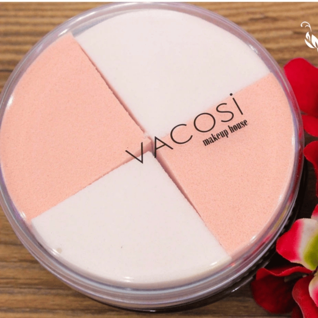 Mút tán nền Vacosi Quarter Sponge BP27 4pcs - bông phấn ướt trang điểm tam giác 4 chiếc chính hãng