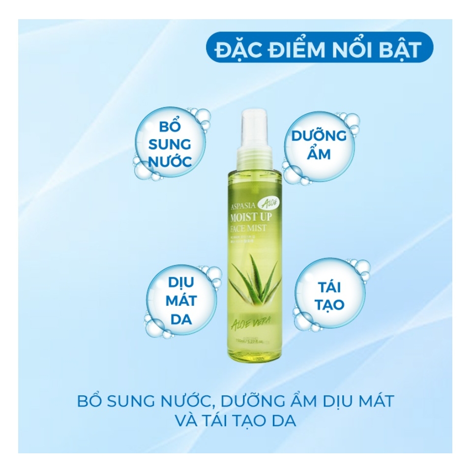 Xịt Khoáng Aspasia Moist Up Face Mist Aloe 150ml