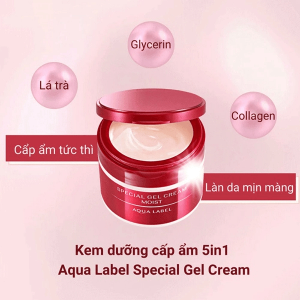 Kem dưỡng ẩm Shiseido Aqualabel 5 trong 1 Special Gel Cream Moist 90g Nhật Bản ngừa lão hóa, sáng da