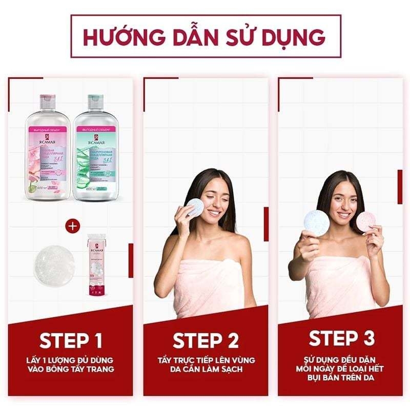 (Không vỏ) Nước tẩy trang Ya Samaya làm sạch dưỡng ẩm dành cho mọi loại da Xanh - Hồng YaSamaya Nga 600ml
