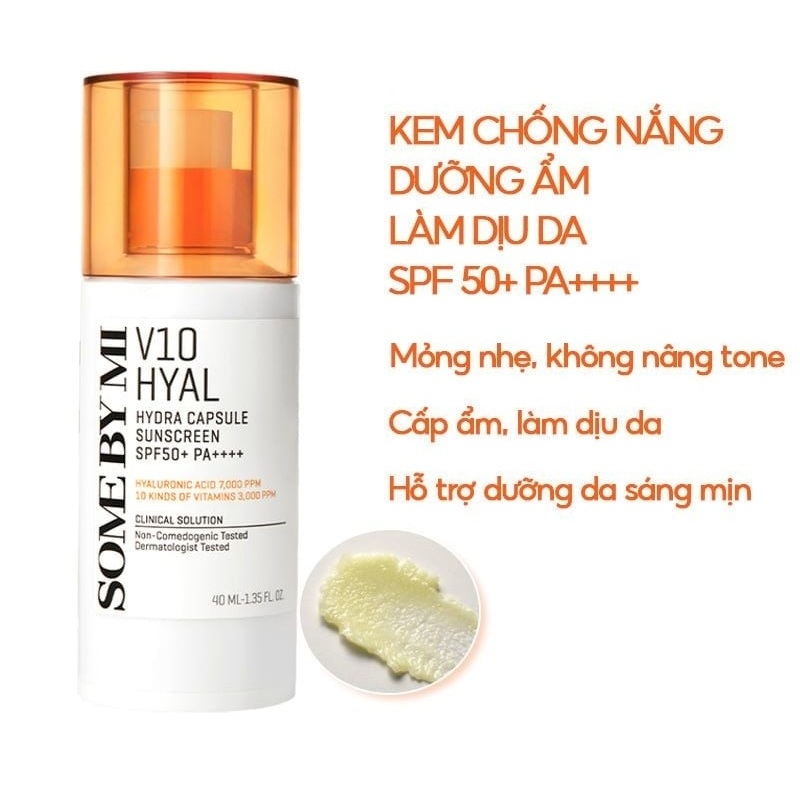 Kem chống nắng SOME BY MI V10 HYAL  Antioxidant Sunscreen- Hydra Capsule Sunscreen 40ml- 40g SPF50+ PA++++