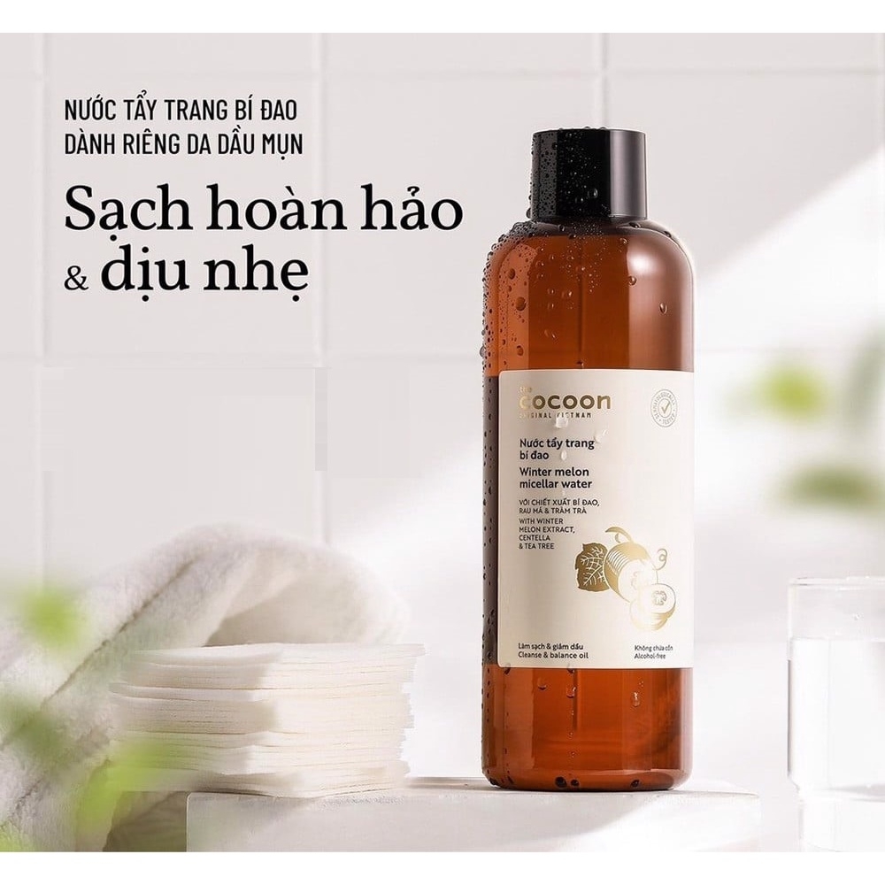 (Không vỏ) Nước tẩy trang bí đao Cocoon Winter Melon Micellar Water 140ml - 500ml mua 1 tặng 1 chính hãng