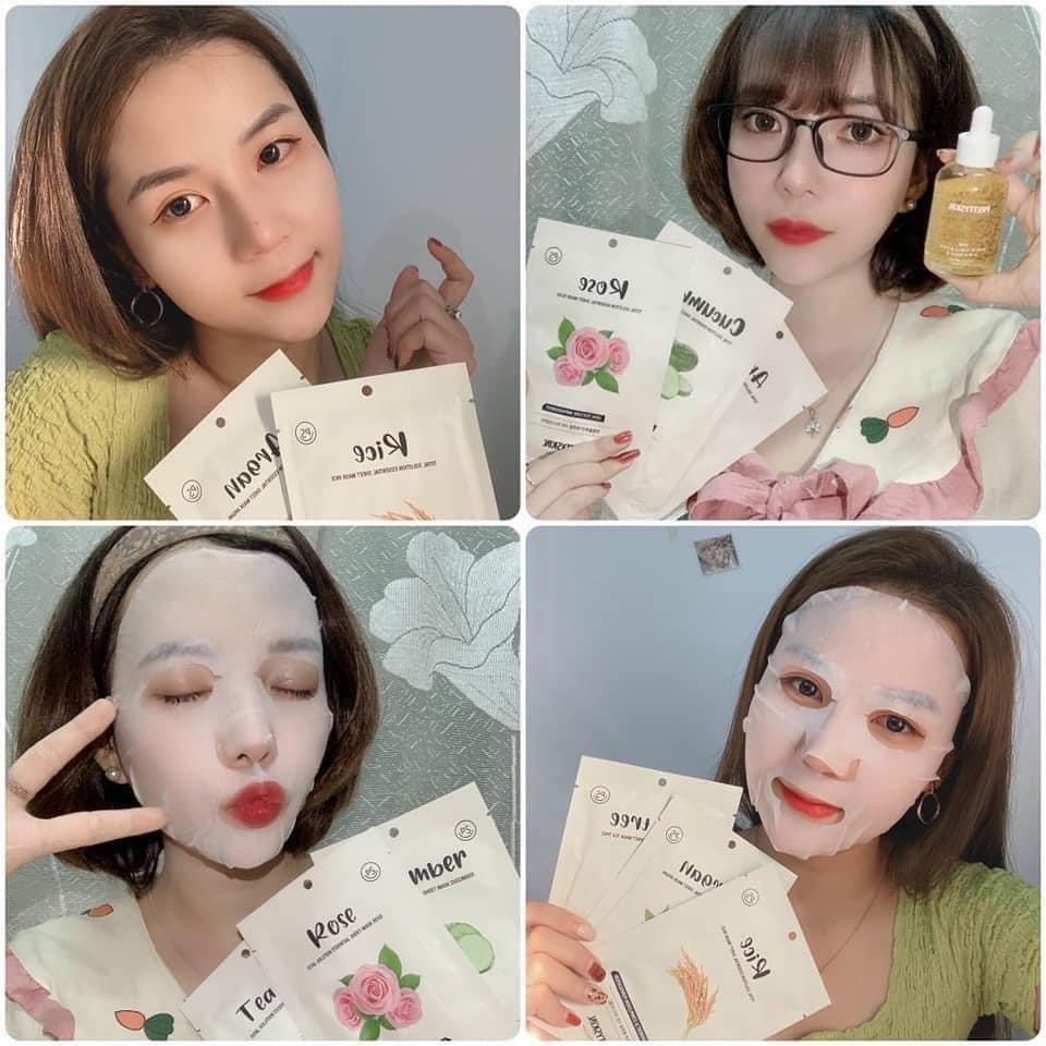 Mặt nạ giấy chính hãng dưỡng da Pretty Skin Mask miếng lẻ cấp ẩm Total Solution Essential Sheet 23g