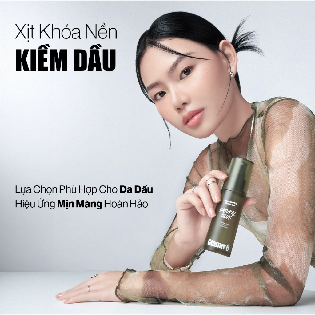 Xịt khóa nền Glamrr Q Vegan Super Fixed 50ml - xịt khóa makeup thuần chay căng bóng cho da nhạy cảm