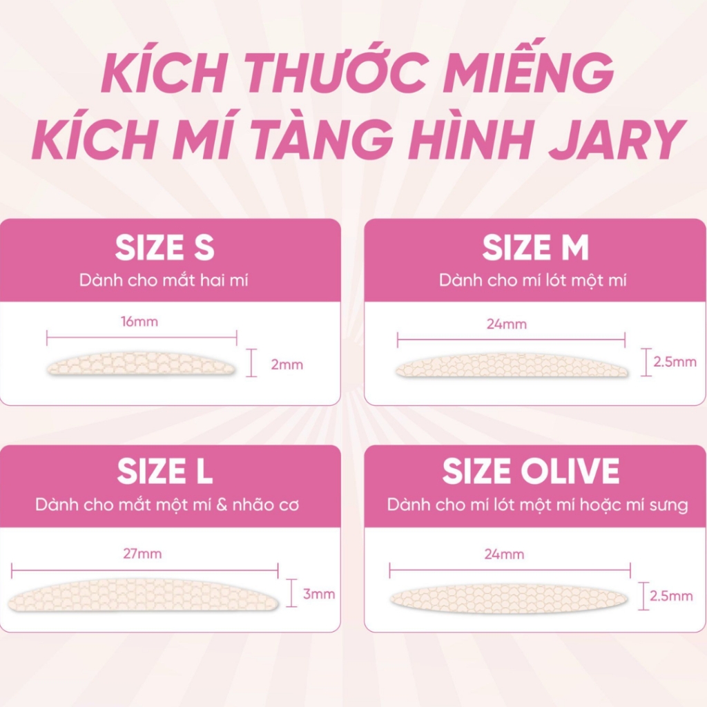 Miếng dán kích mí tàng hình Jary Eyelid Tape 120 miếng - dán mí chống thấm nước, lâu trôi đủ size