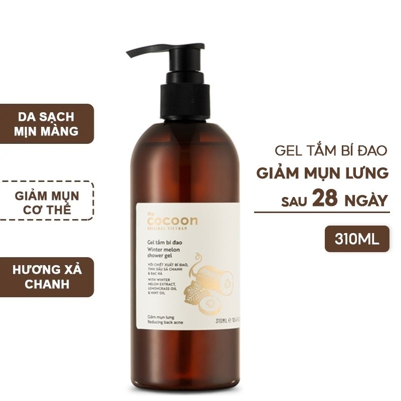 Gel tắm bí đao thiên nhiên Cocoon làm giảm mụn lưng Winter Melon Shower sữa tắm 310ml chính hãng