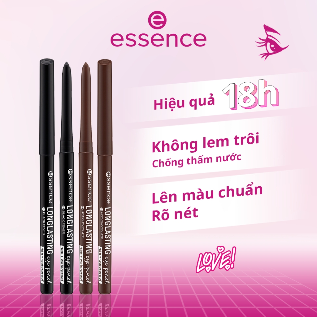 Bút chì kẻ mắt Essence Long-Lasting Eye Pencil 1g - bút kẻ mắt chất chì sáp đều màu không vón cục