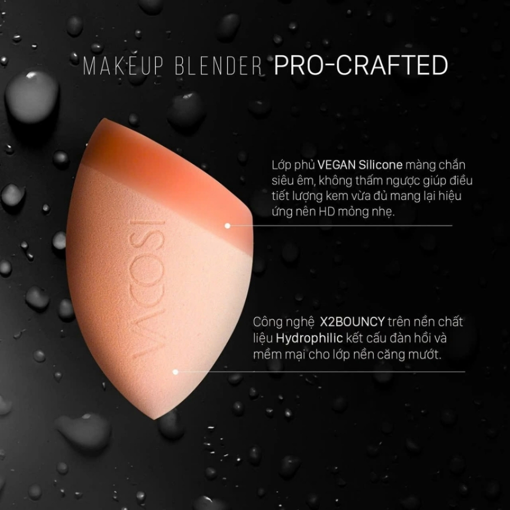 Bông tán nền Vacosi thế hệ mới Pro - Craft Makeup Blender PH06 , mút trang điểm vát xéo phủ silicone