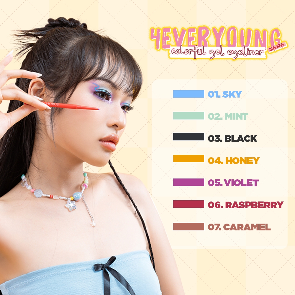 Bút kẻ mắt Horus 4Everyoung Colorful Gel Eyeliner makeup không lem trôi và giữ màu chính hãng 0.1g