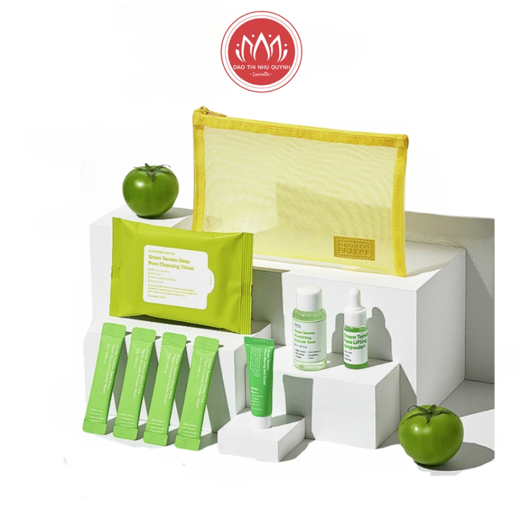 Set dưỡng da mini du lịch SungBoon Editor Travel Kit 5 món se khít lỗ chân lông màu xanh lá - 150g