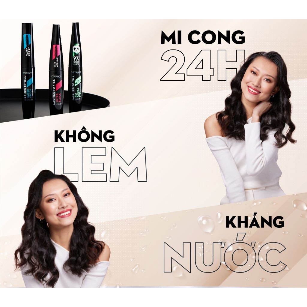 Mascara chuốt mi Catrice Lashes to Kill lên đều màu , chống nước và làm dày cong mi 10ml chính hãng