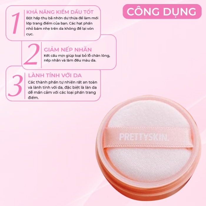 Phấn Phủ Kiềm Dầu PrettySkin Good Bye Sebum Finish Powder 5g