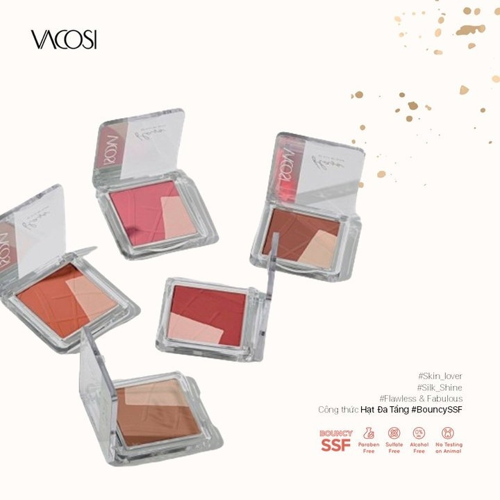 Phấn má hồng bắt sáng Vacosi Flaso Blush Set - phấn trang điểm siêu mịn Vacosi bền màu chính hãng