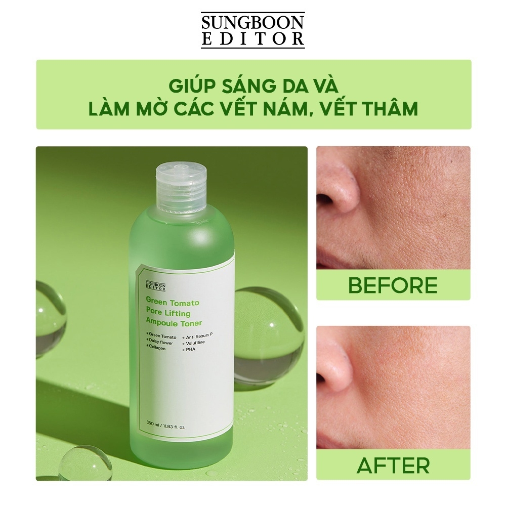 Toner cà chua xanh Sungboon Editor Green Tomato Pore Lifting - Nước hoa hồng dưỡng ẩm minisize 30ml
