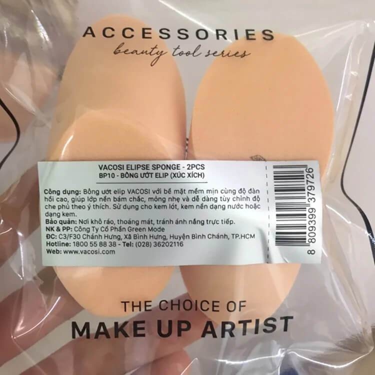 Bông ướt Elip Vacosi xúc xích BP10 Ellipse Sponge mềm mịn che phủ tinh tế - 2PCS ( Bịch 2 cái )