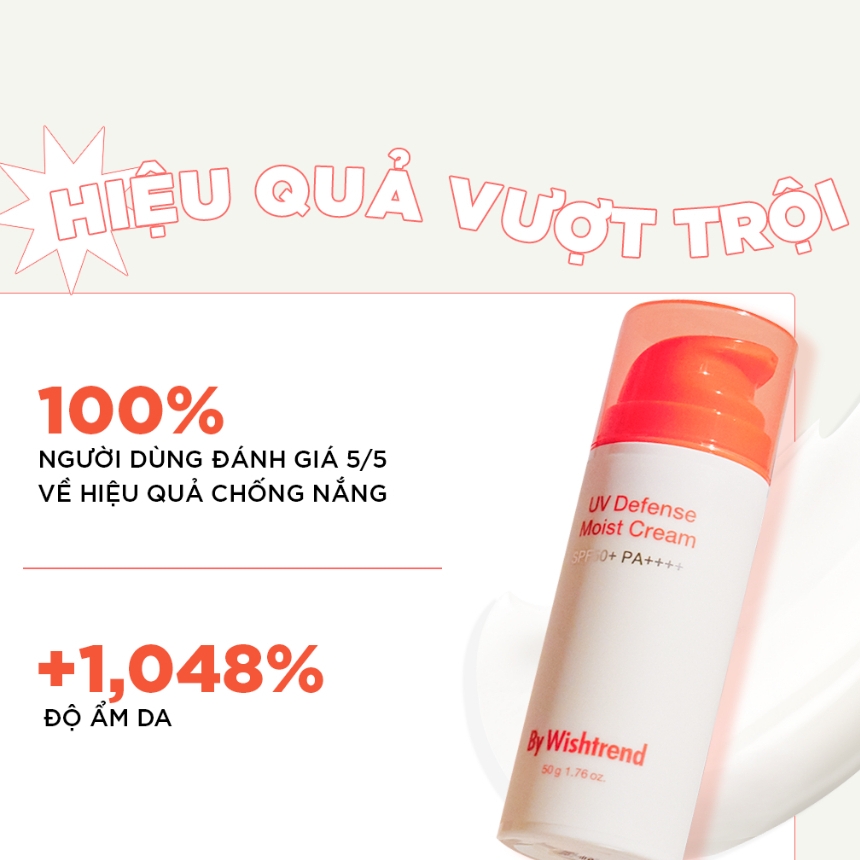 [SAMPLE] Kem chống nắng By Wishtrend UV Defend Moist Cream SPF50+ PA++++ 1.5g bywishtrend chính hãng