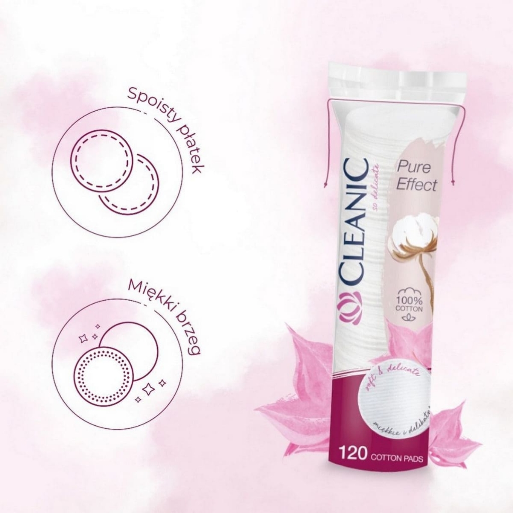 Mẫu mới - Bông tẩy trang Cleanic 100% Cotton tự nhiên Soft and Comfort Pads 150 / 133 / 80 miếng