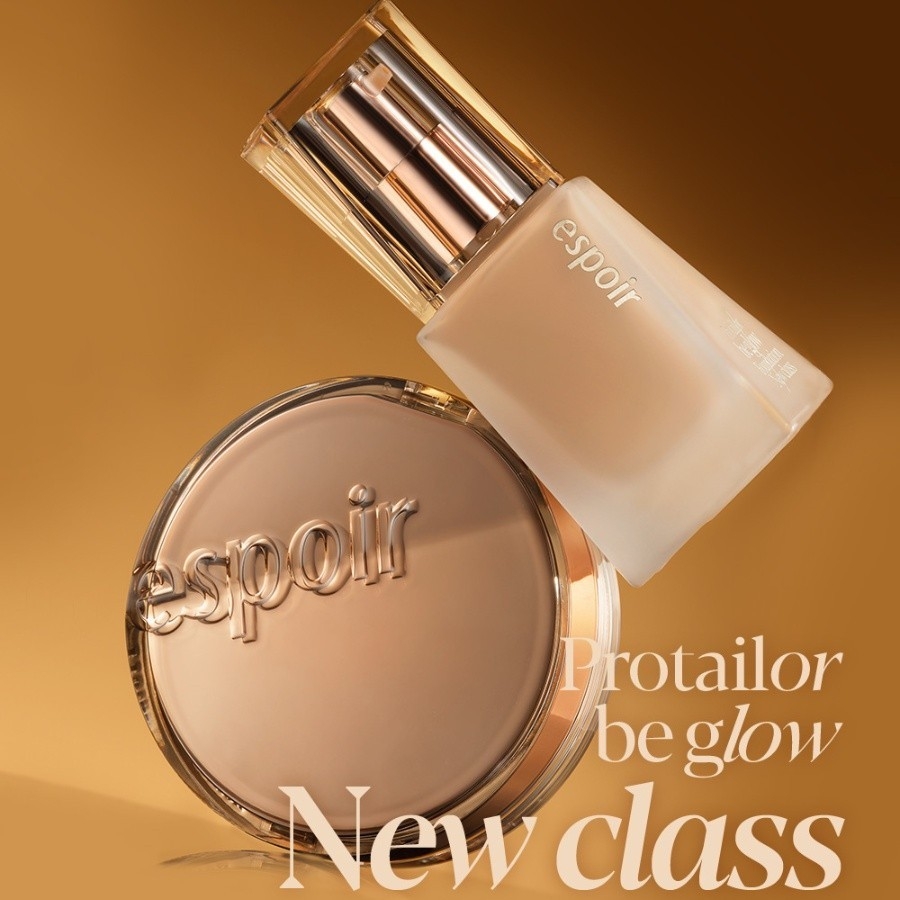 Kem nền Espoir Be Glow Foundation Pro Tailor 30g kèm Kem lót+Mút tán - Set căng bóng da mặt Hàn Quốc