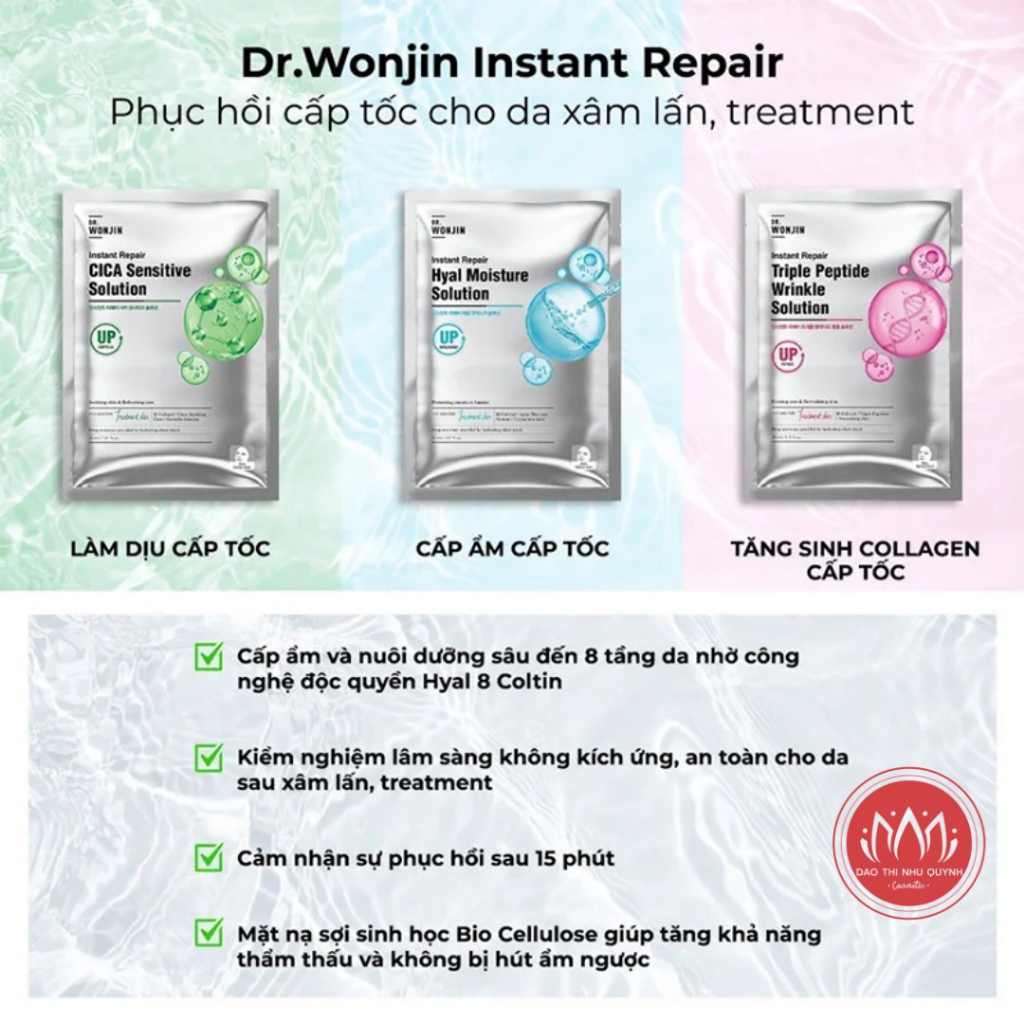 Mặt nạ Wonjin Instant Repair mask cấp ẩm tức thì, giảm lão hóa Hyal- Peptide- Cica 30ml