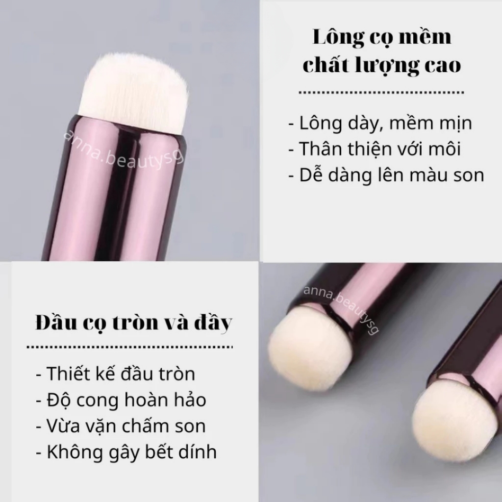 Cọ tán môi đầu tròn lùn Jary Round Headred Lib Brush cọ trang điểm đa năng tán son không lem - có túi