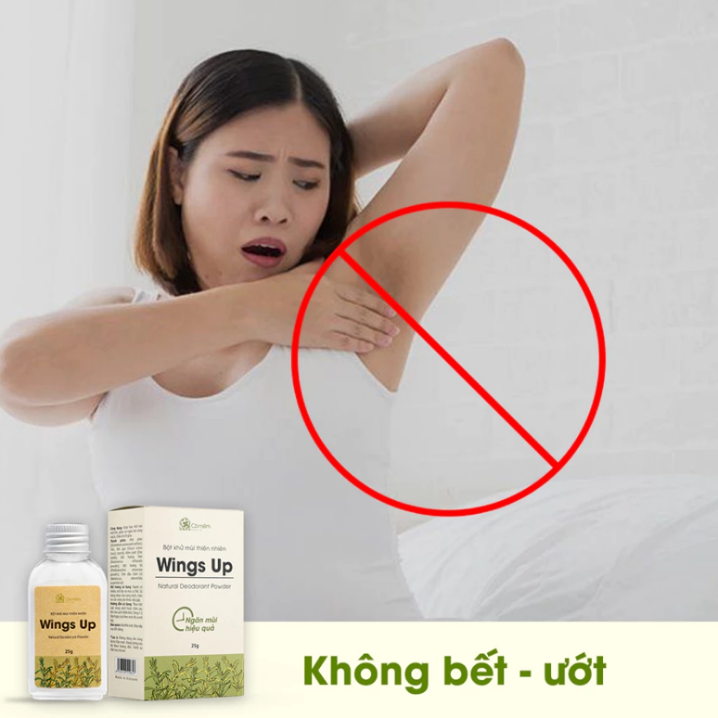 Bột khử mùi thiên nhiên Wings Up - khử mùi hôi chân, nách & giảm tiết mồ hôi - Cỏ mềm HomeLab 25g
