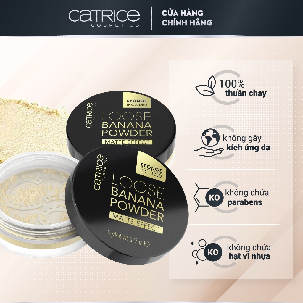 Phấn phủ dạng bột Catrice Loose Banana Powder cố định lớp trang điểm và che khuyết điểm 5g