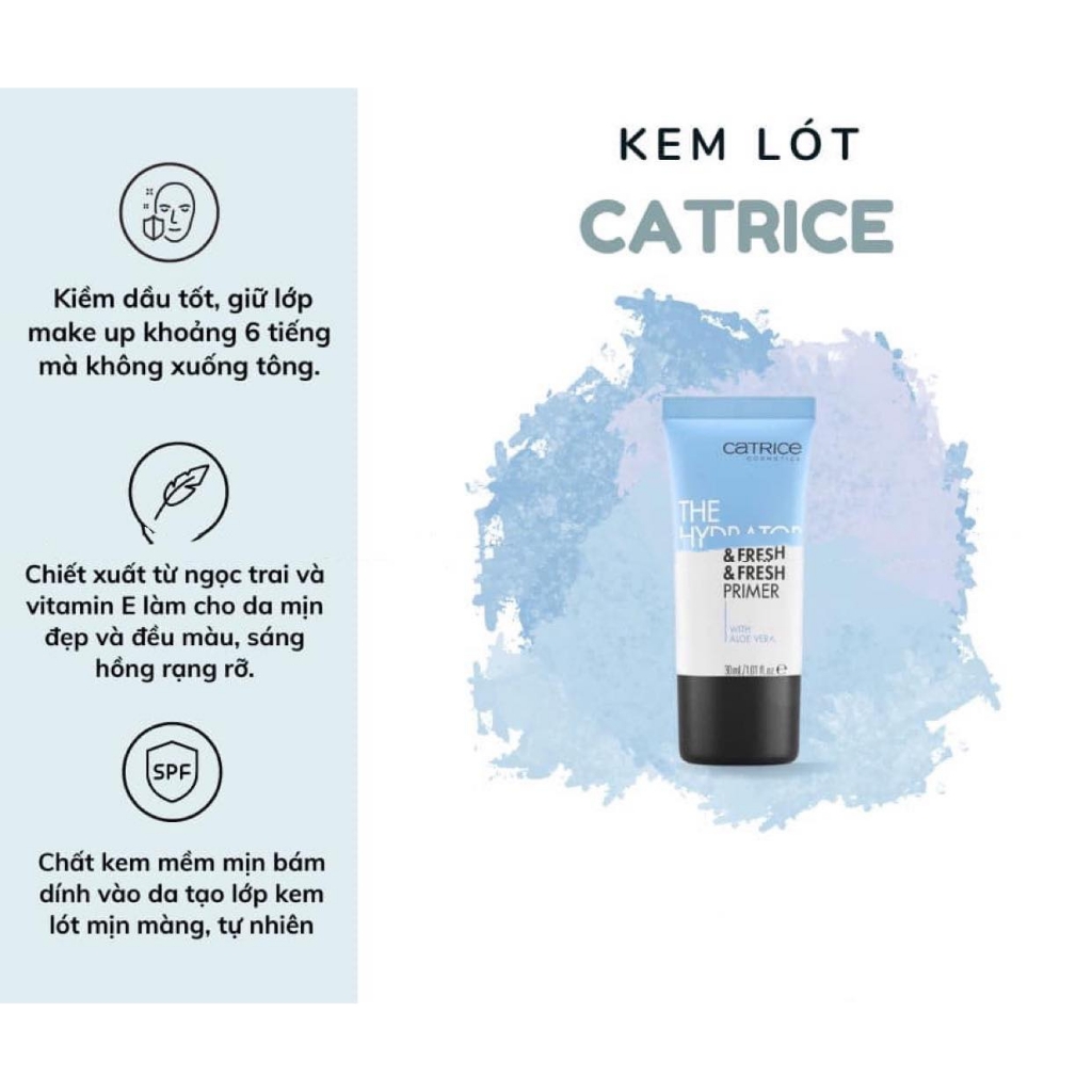 Kem lót Catrice Primer kiềm dầu dưỡng ẩm làm mịn đều màu da (Tím - Hồng - Xanh lá - Xanh dương) 30ml