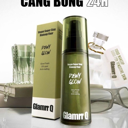 Xịt khóa nền Glamrr Q Vegan Super Fixed 50ml - xịt khóa makeup thuần chay căng bóng cho da nhạy cảm