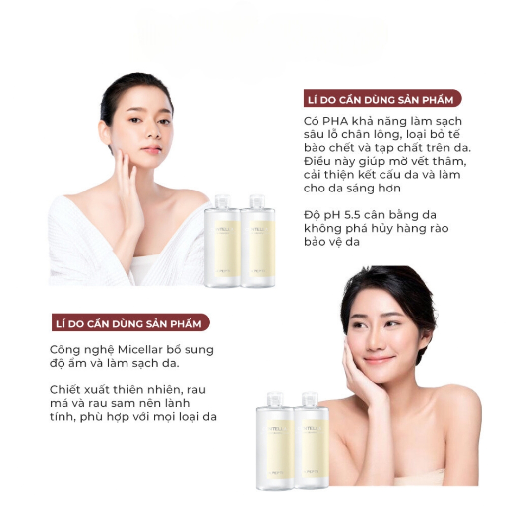 Nước tẩy trang Dr.Pepti Cetella Deep Clean 400ml làm sạch và phục hồi làn da - cao cấp chính hãng