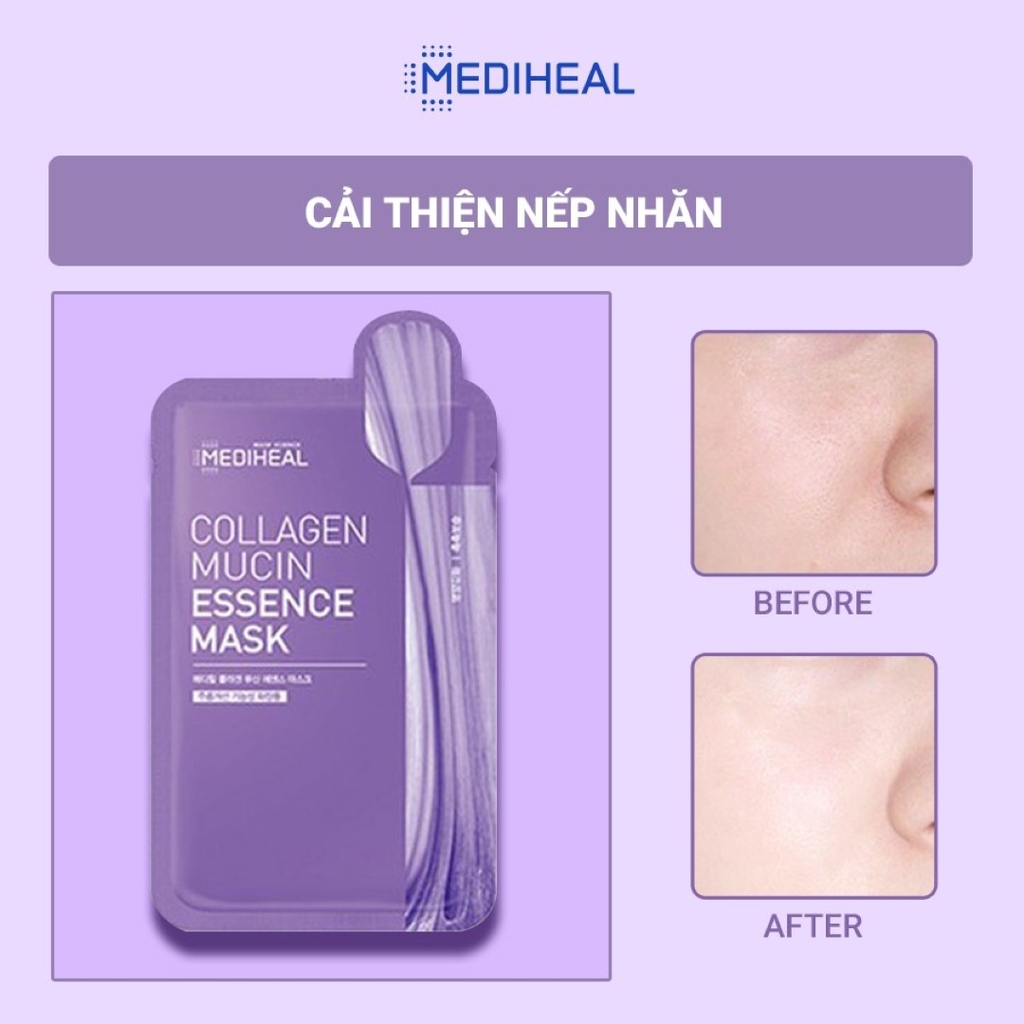 (Không vỏ) Mặt Nạ Giảm Nếp Nhăn Ngăn Ngừa Lão Hoá Mediheal Collagen Mucin Essence Mask 20ml