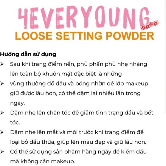 Phấn phủ bột Horus 4Everyoung Loose Setting Powder siêu mịn giữ lớp makeup bền màu , lâu trôi 7g