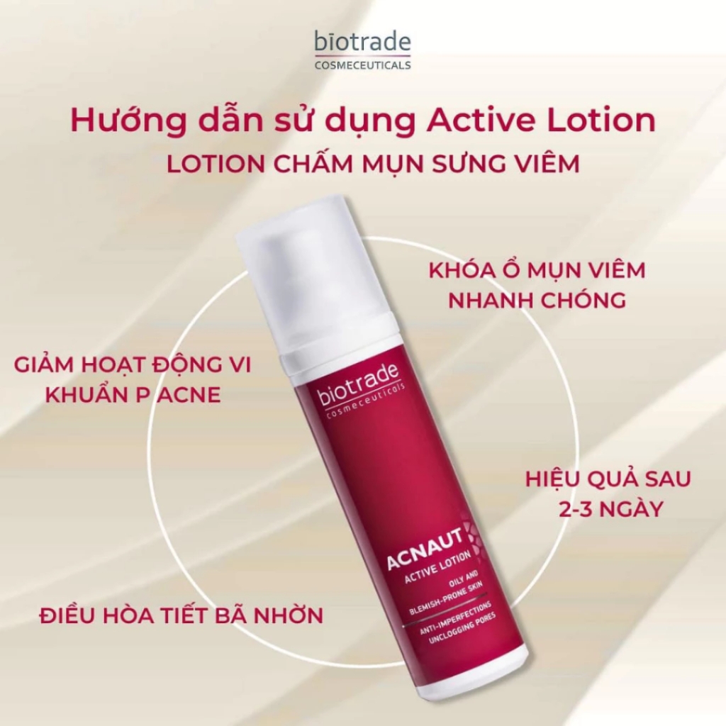 Dung dịch chấm mụn hoạt tính Biotrade Acnaut Active Lotion chăm sóc cho da mụn chính hãng 15ml