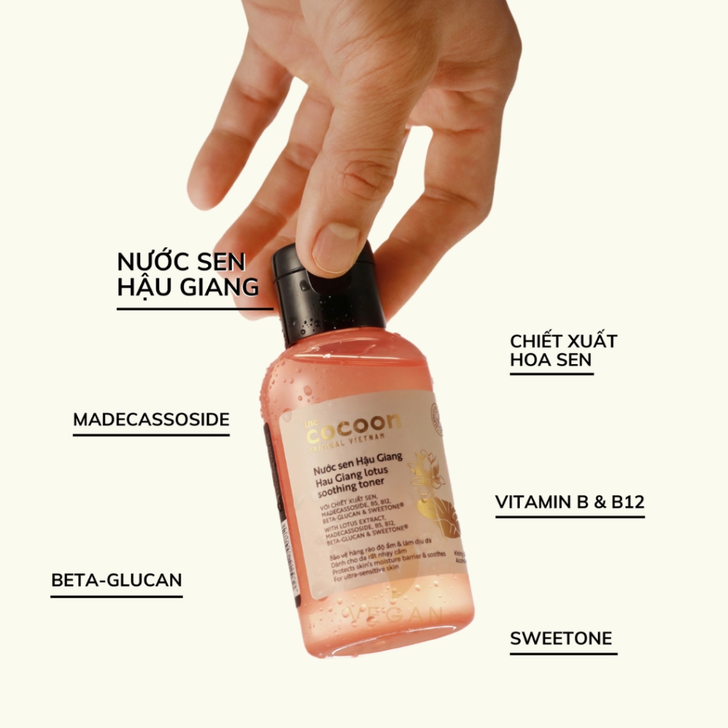Toner sen Cocoon nước cân bằng da cấp ẩm Nước sen Hậu Giang  dành cho da rất nhạy cảm 140ml - 310ml