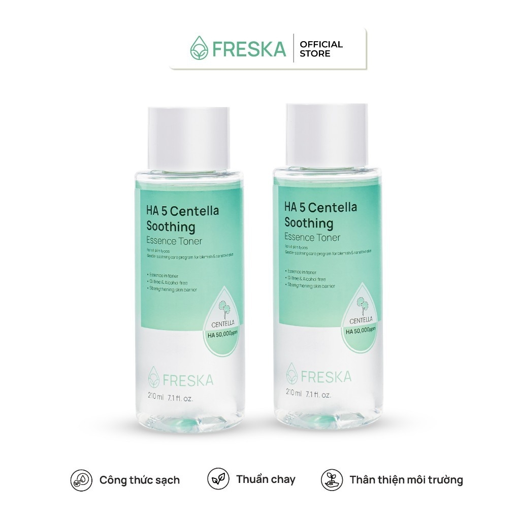 Nước hoa hồng chiết xuất rau má Freska HA 5 Centella Soothing Essence Toner cáp ẩm làm mềm da  210ml