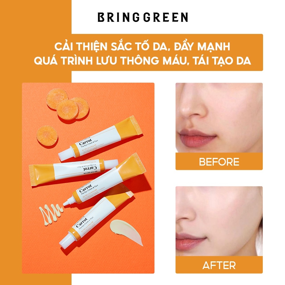 Kem dưỡng Bring Green Carrot Vita Eye Cream & Face Double chống lão hóa và ngăn ngừa nếp nhăn
