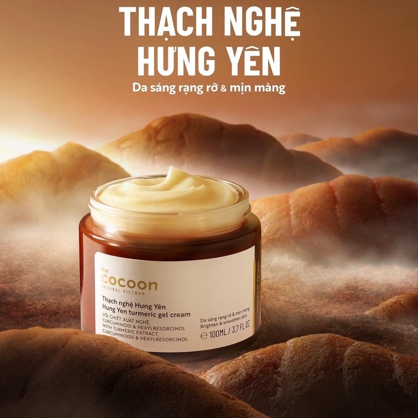 Kem dưỡng ẩm dạng thạch Cocoon cấp ẩm, ngừa mụn, sáng da từ Bí đao, Hoa hồng, Nghệ Hưng Yên 30ml- 100ml