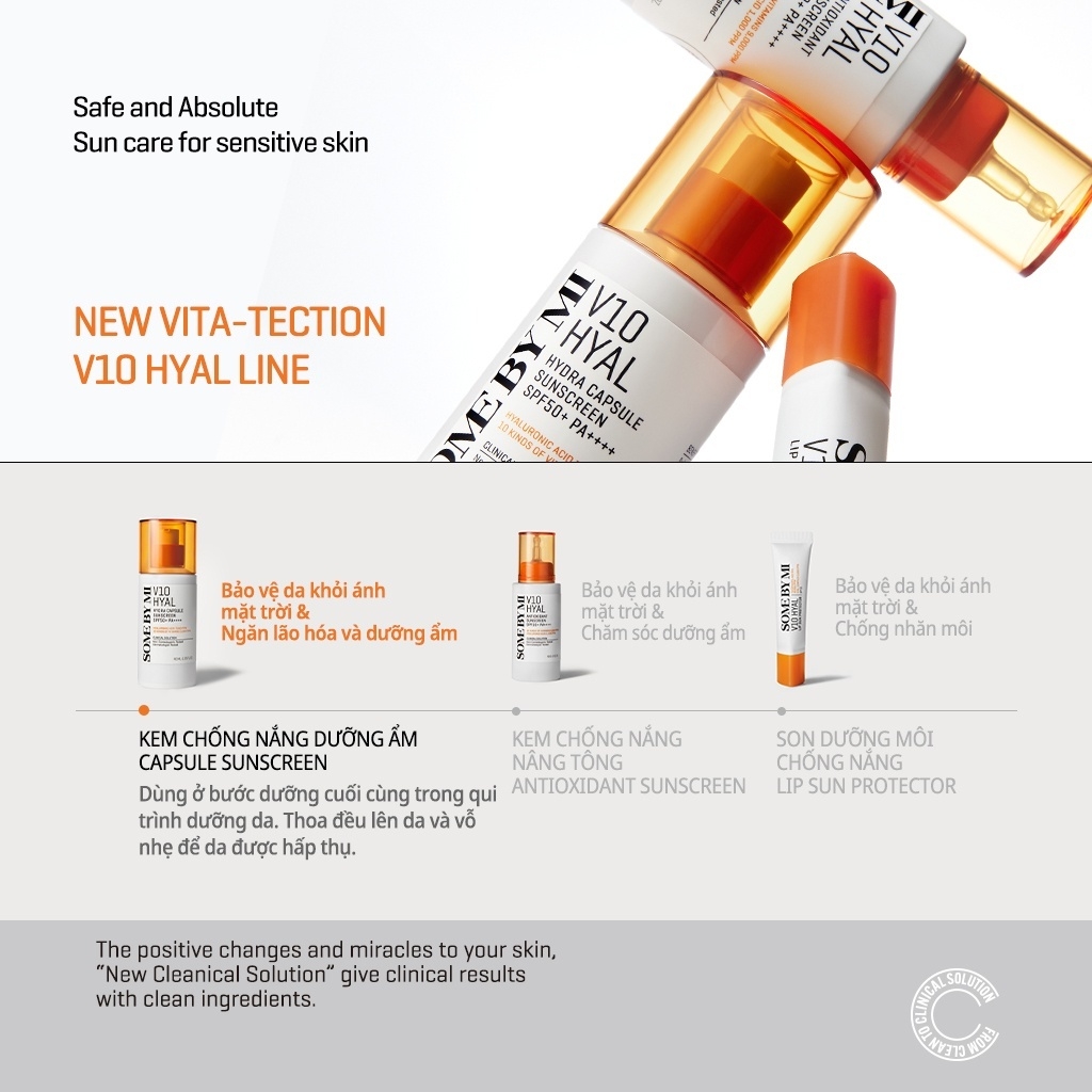 Kem chống nắng SOME BY MI V10 HYAL  Antioxidant Sunscreen- Hydra Capsule Sunscreen 40ml- 40g SPF50+ PA++++
